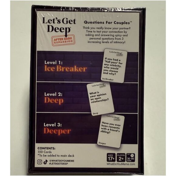 Let’s Get Deep: After Dark Expansion Pack 150 Spicy Conversation Cards - Picture 2 of 4